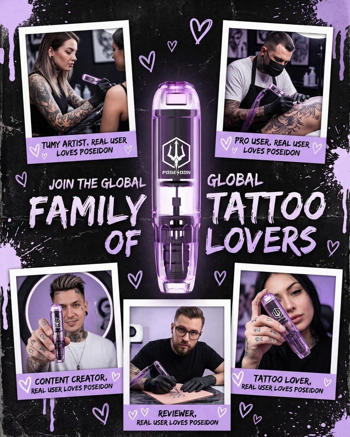 POSEIDON Wireless Tattoo Gun Kit with 2 Batteries for Beginners & Artists – alternate angle