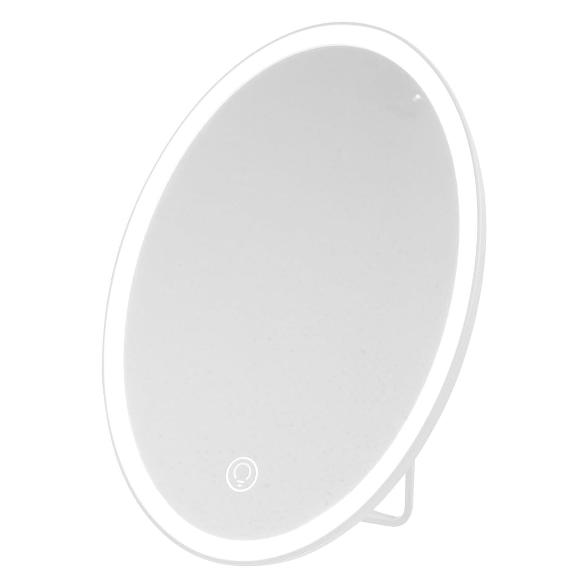 Baluue USB Rechargeable LED Makeup Mirror with Touch Control for Desk – White, Acrylic