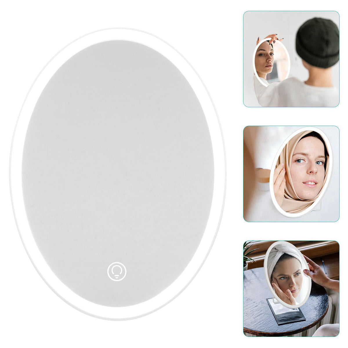 Baluue USB Rechargeable LED Makeup Mirror with Touch Control for Desk – packaging and label