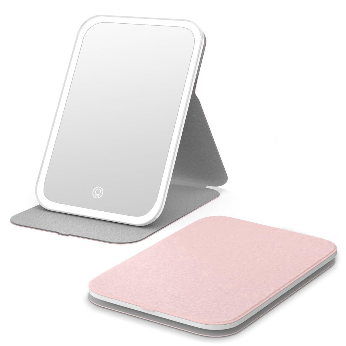 Kintion Travel Makeup Mirror, Portable LED Lighted Makeup Mirror, 360° Rotation Touch Screen Vanity Mirror, 60 LEDs, 3-C