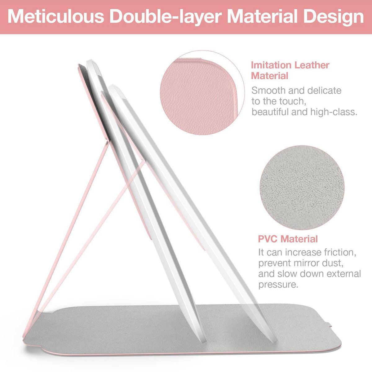 Kintion Travel Makeup Mirror, Portable LED Lighted Makeup Mirror, 360° Rotation Touch Screen Vanity Mirror, 60 LEDs, 3-C