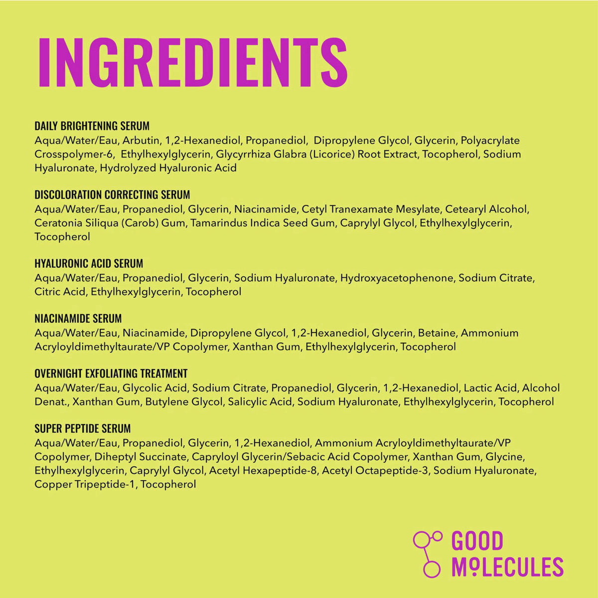 Good Molecules The Super Serums Discovery Set – 6 Mini Serums (0.5 Fl Oz Each) – Hyaluronic Acid, Niacinamide, Discolora
