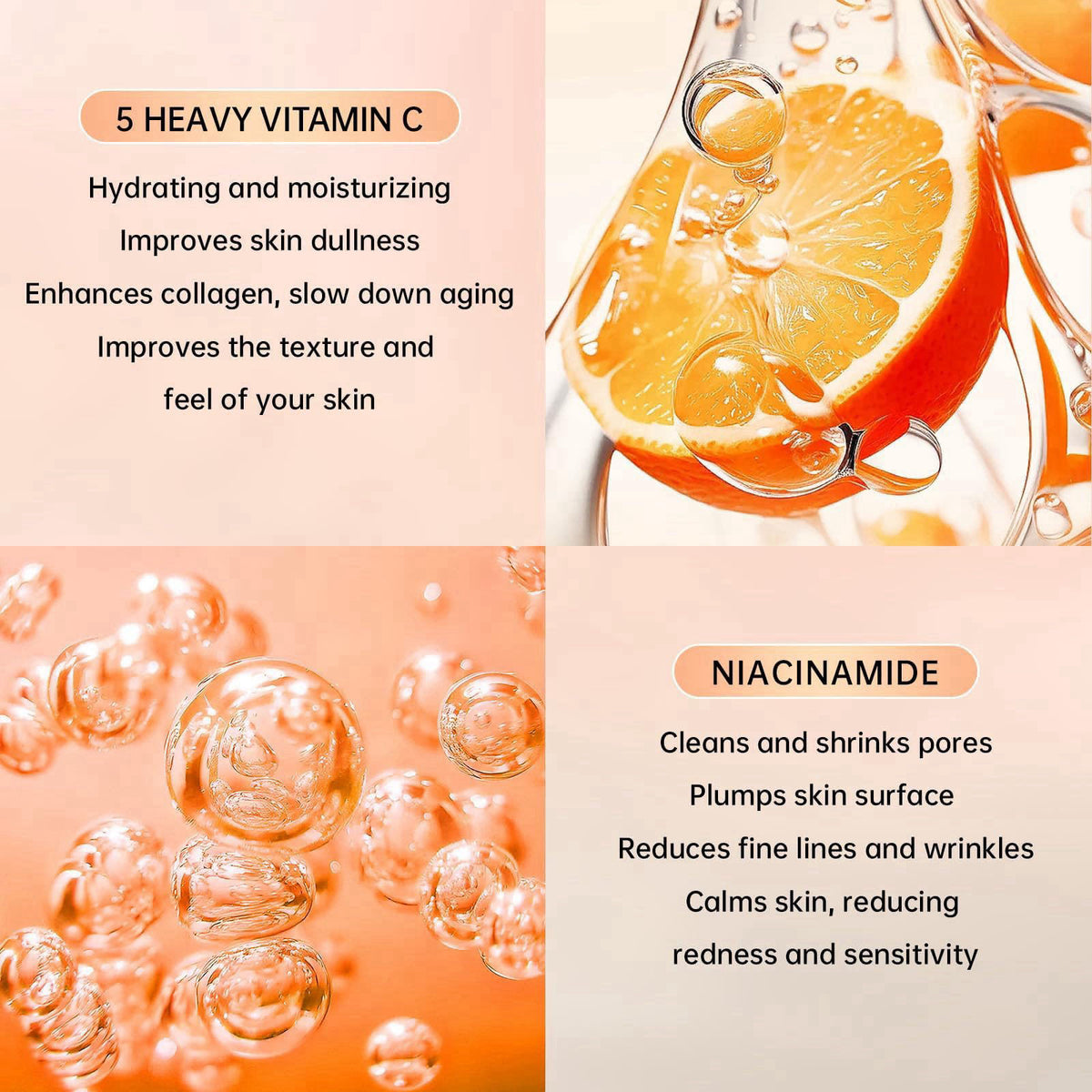 KIUORET Vitamin C Skin Care Set for Women - 6PCS Skincare Gift Set With Facial Cleanser, Toner, Eye Cream, Serum, Lotion