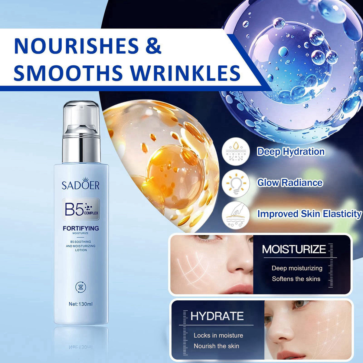 DailyBrio For SADOER B5 Vitamin Skincare Set, 6 Piece Barrier Repair Facial Kit, Hydrate Radiance Boost Anti-Aging,for A