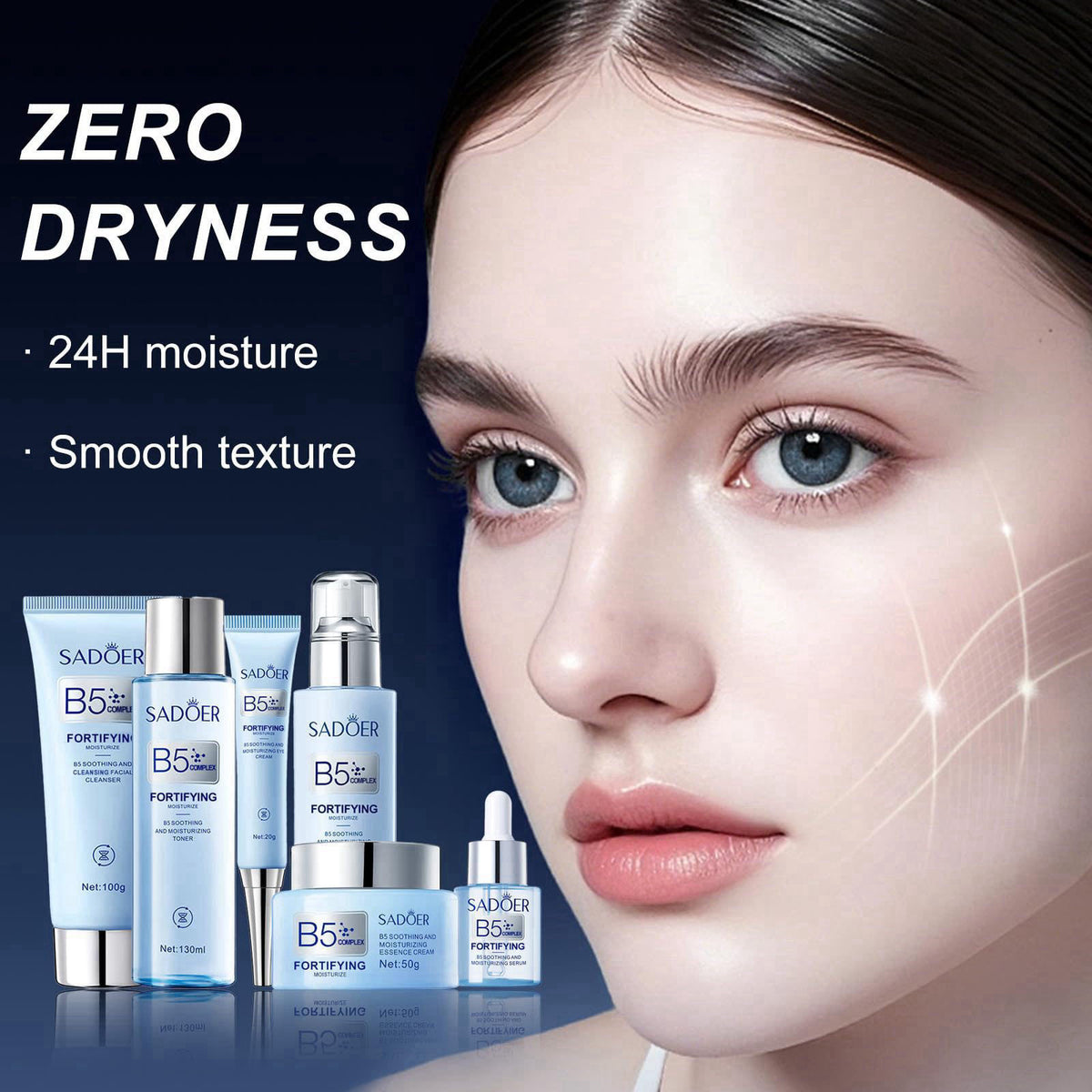DailyBrio For SADOER B5 Vitamin Skincare Set, 6 Piece Barrier Repair Facial Kit, Hydrate Radiance Boost Anti-Aging,for A