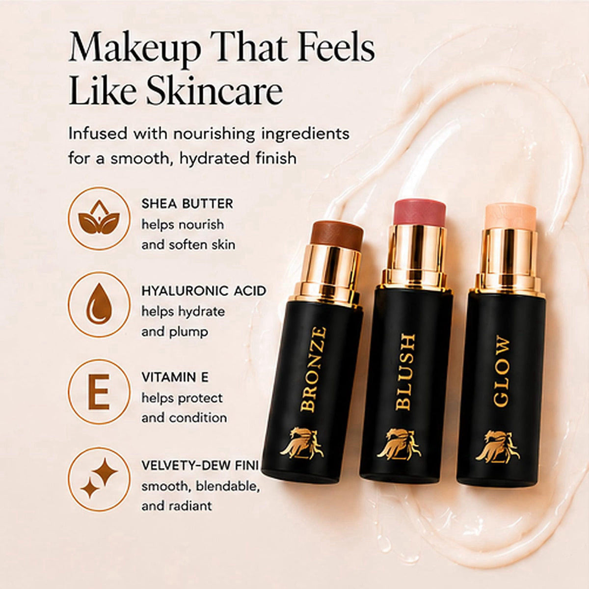 Phoenix Beauty Contour Stick Set, Blush, Bronzer & Highlighter, Enchanted – full view