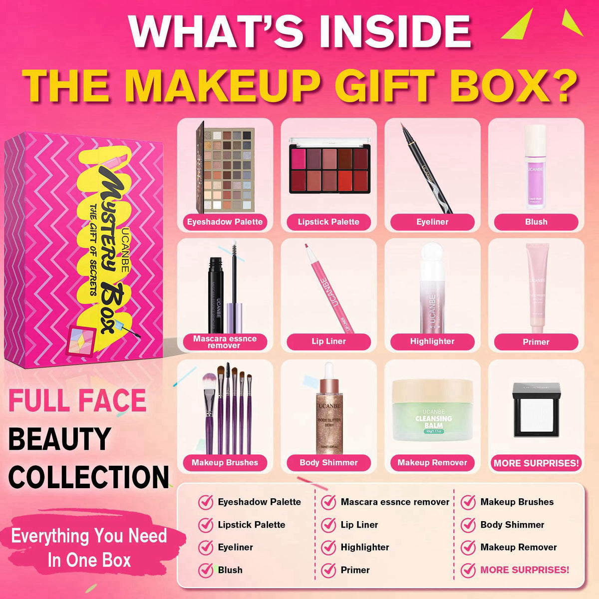 UCANBE Makeup Gift Set for Women, All-in-One Full Face Cosmetic Kit – packaging and label