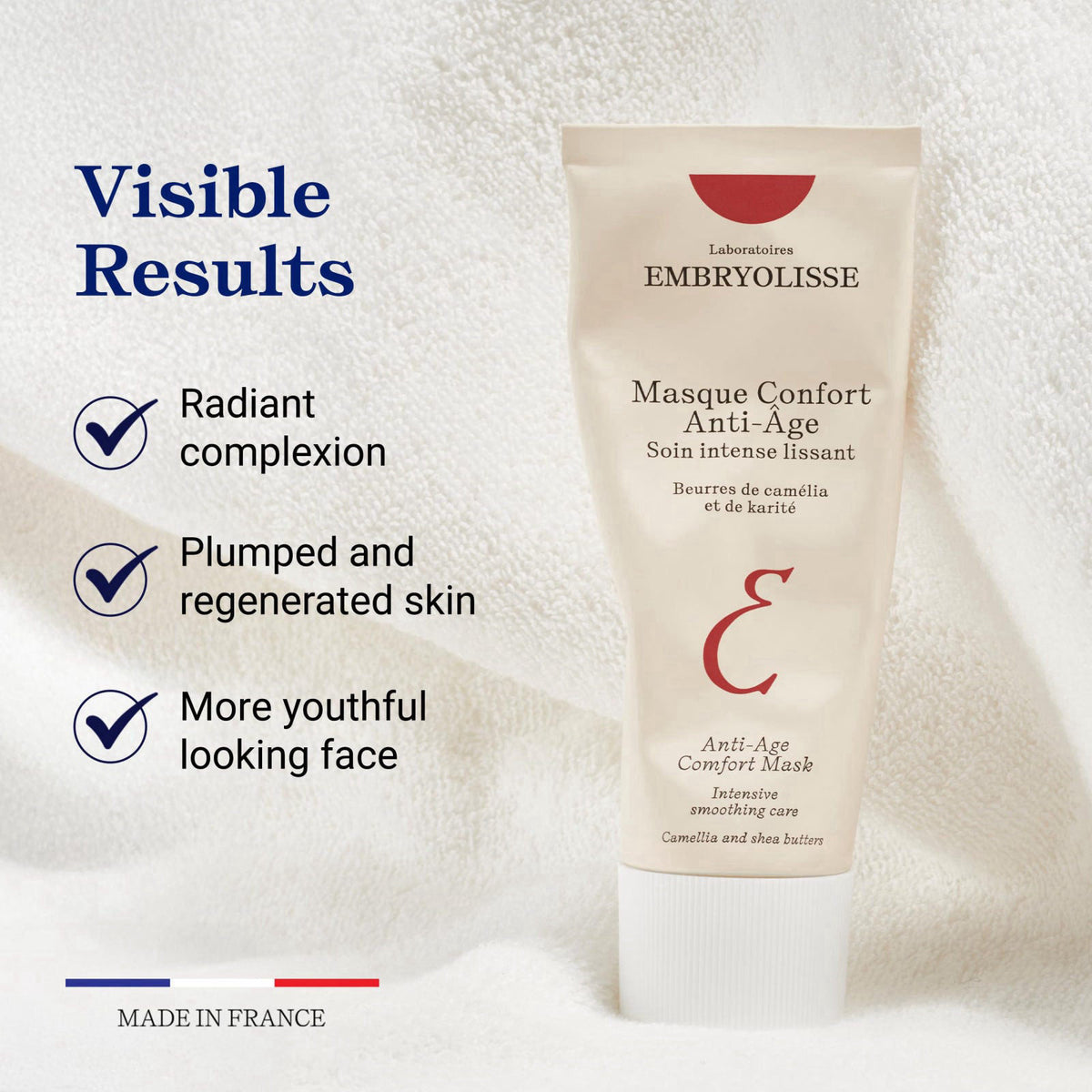 Embryolisse Anti-Age Comfort Mask, Hyaluronic Acid & Vitamin E Night Face Mask, Natural & Organic Anti Wrinkle Cream, Pa