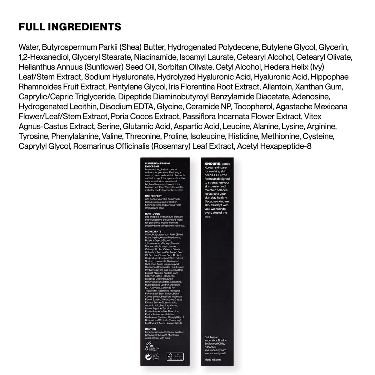Knours. Dark Circle And Wrinkle-Freeze Peptide Eye Cream | Puffiness Fines Lines | One Perfect Plumping + Firming | Hyal