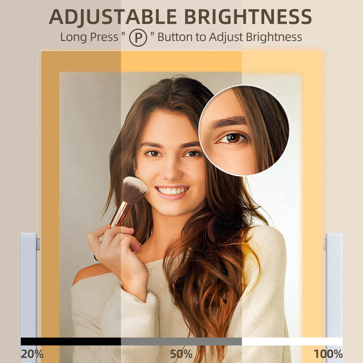 FENNIO Rectangular Makeup Vanity Mirror with Lights, 12.5×16.5 Inch, White – alternate angle
