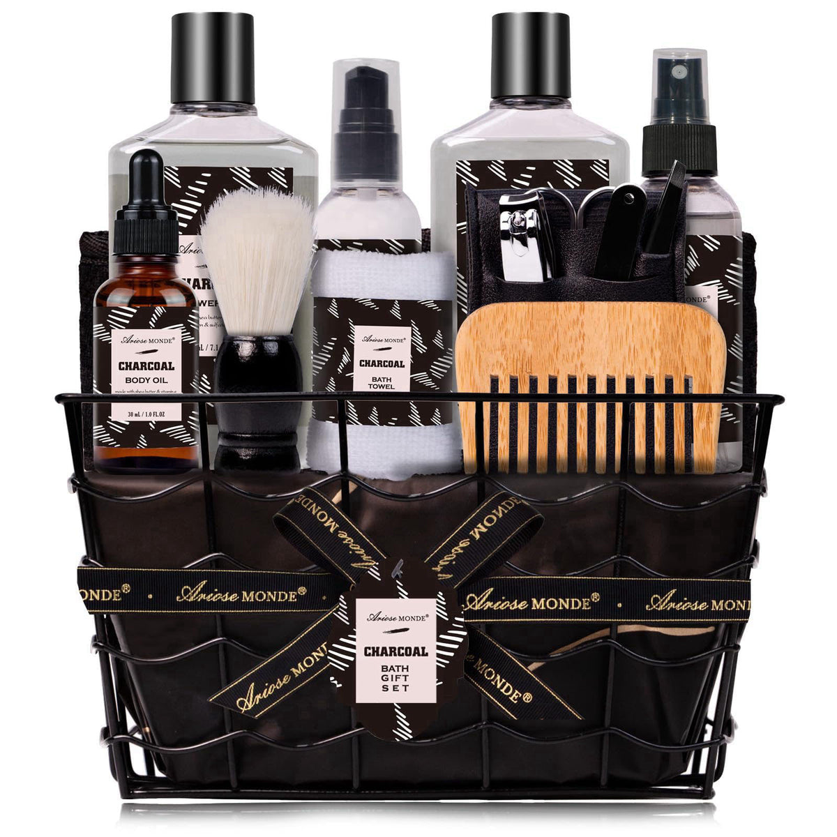 ArioseMonde Spa Gifts for Men, 10pc Charcoal Bath and Body Gift Set for Men – product photo (Sets &amp; Kits)