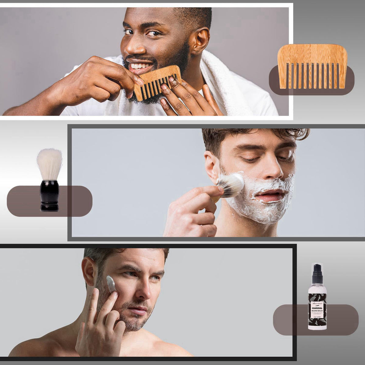 ArioseMonde Spa Gifts for Men, 10pc Charcoal Bath and Body Gift Set for Men – back view and specifications
