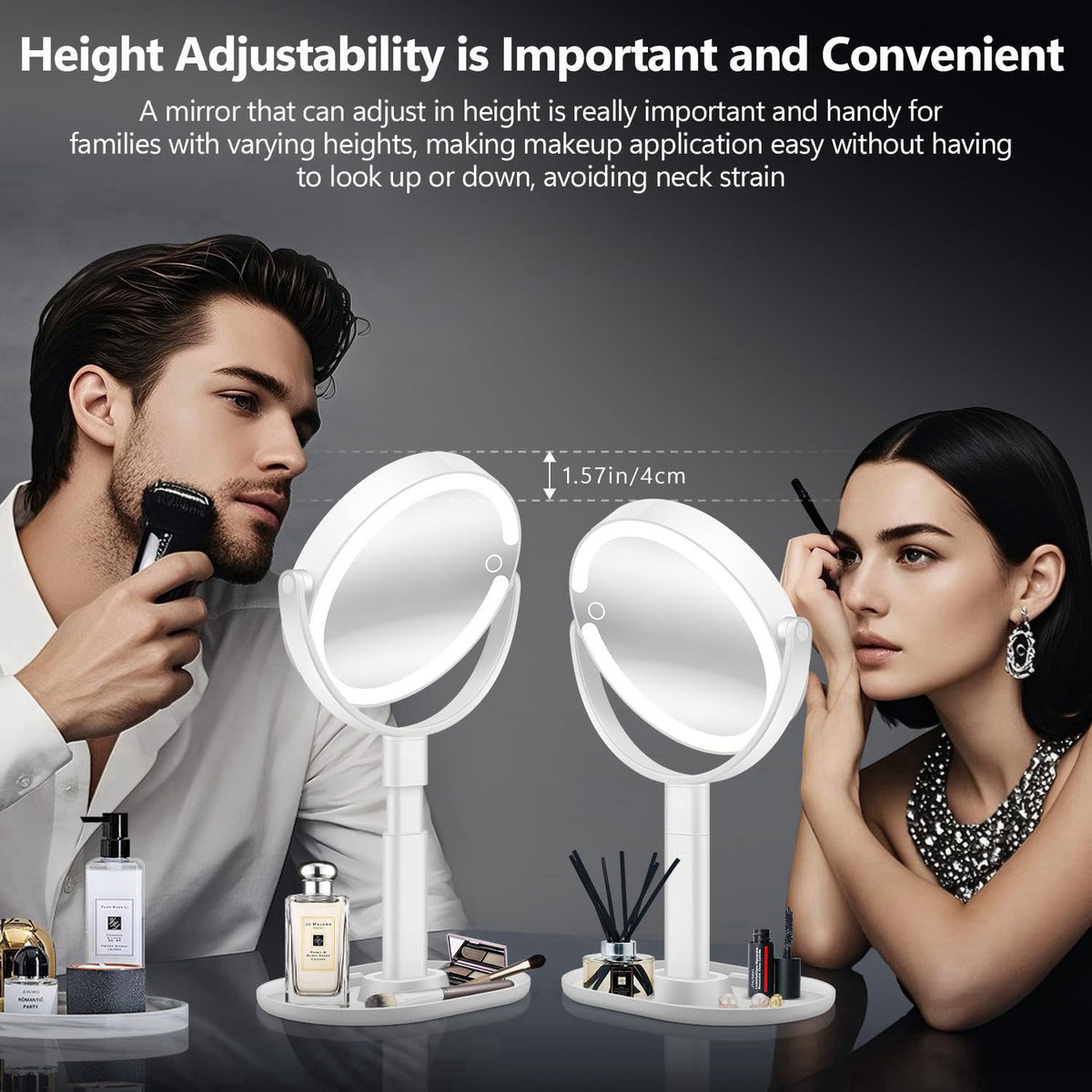 MIYADIVA 30X Magnifying Makeup Mirror with Lights, Rechargeable Desk Vanity Mirror – packaging and label