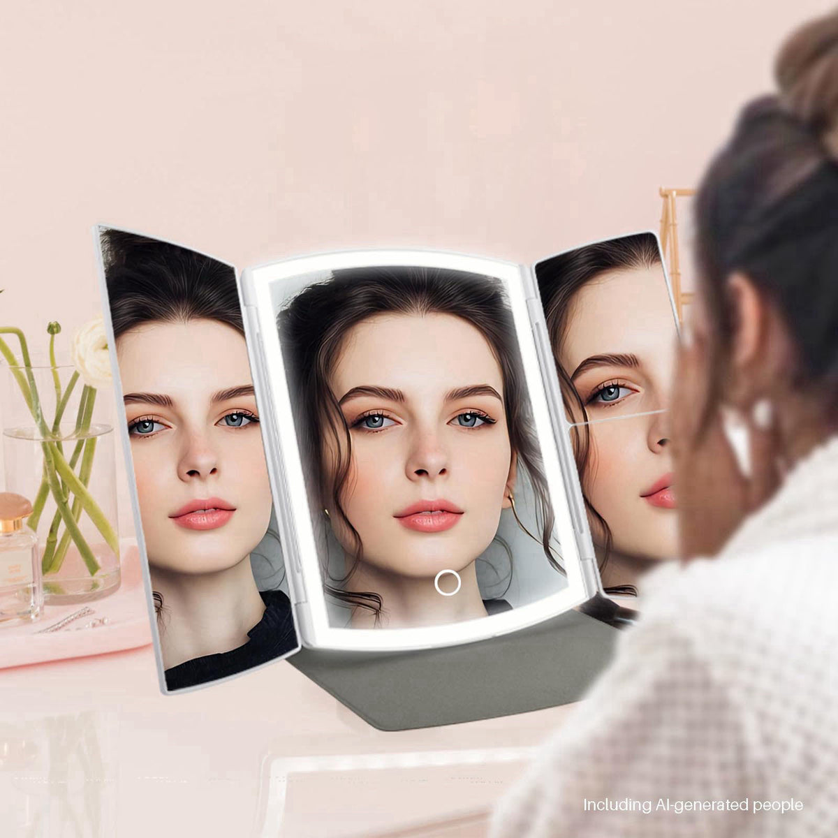 WIZCHARK Makeup Mirror,Vanity Mirror with Lights,2X/5X,White – close-up detail in White Black Pink Silver White without 