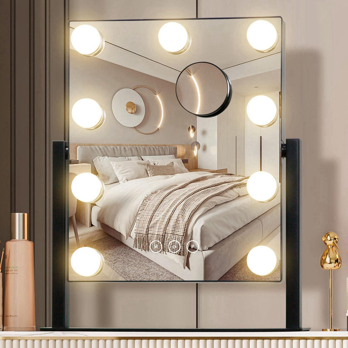 NUSVAN Vanity Mirror with Lights,Makeup Mirror with Lights,3 Color Lighting Modes Detachable 10X Magnification Mirror To
