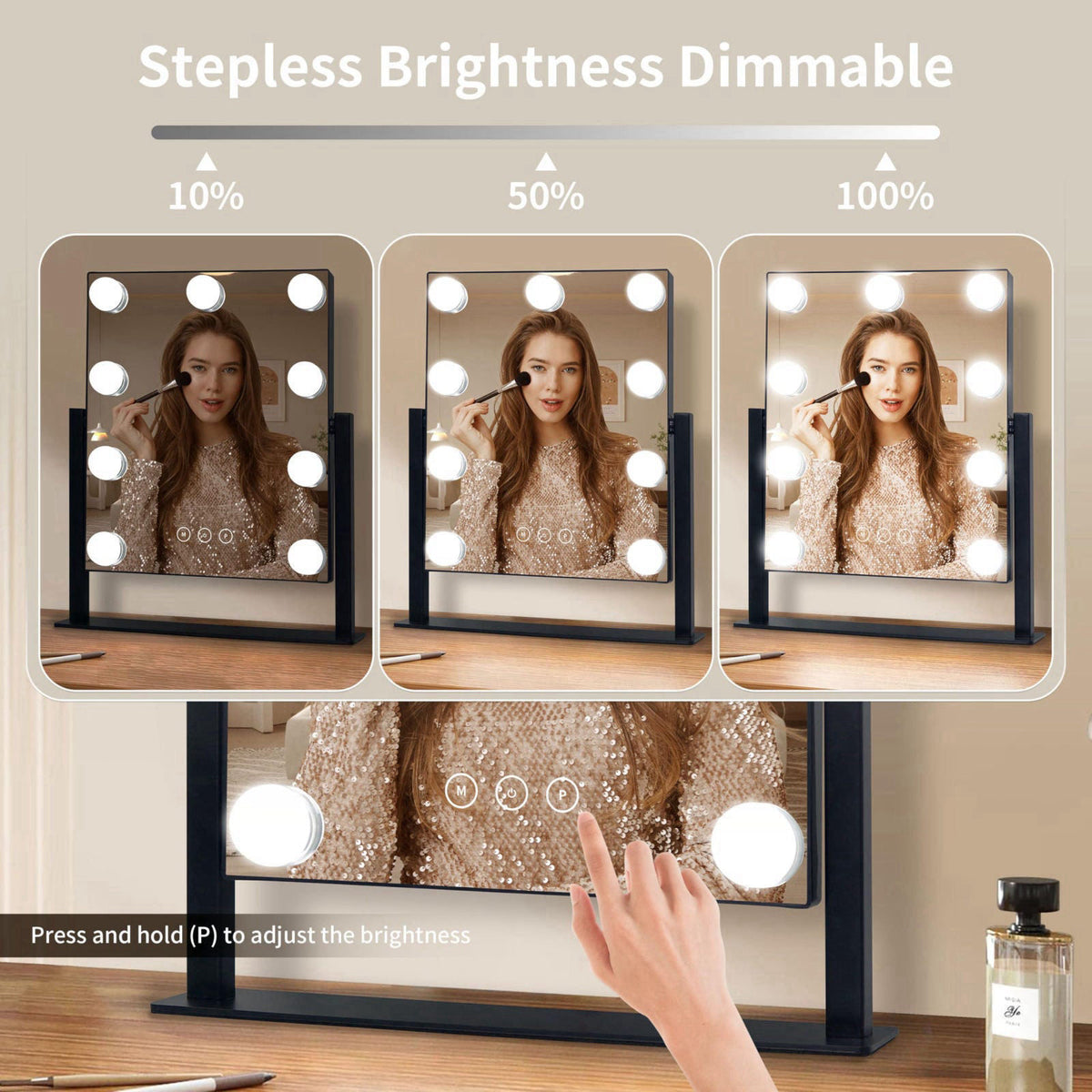 NUSVAN Vanity Mirror with Lights,Makeup Mirror with Lights,3 Color Lighting Modes Detachable 10X Magnification Mirror To