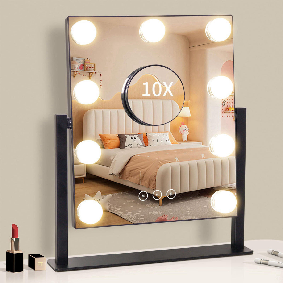 NUSVAN Vanity Mirror with Lights,Makeup Mirror with Lights,3 Color Lighting Modes Detachable 10X Magnification Mirror To