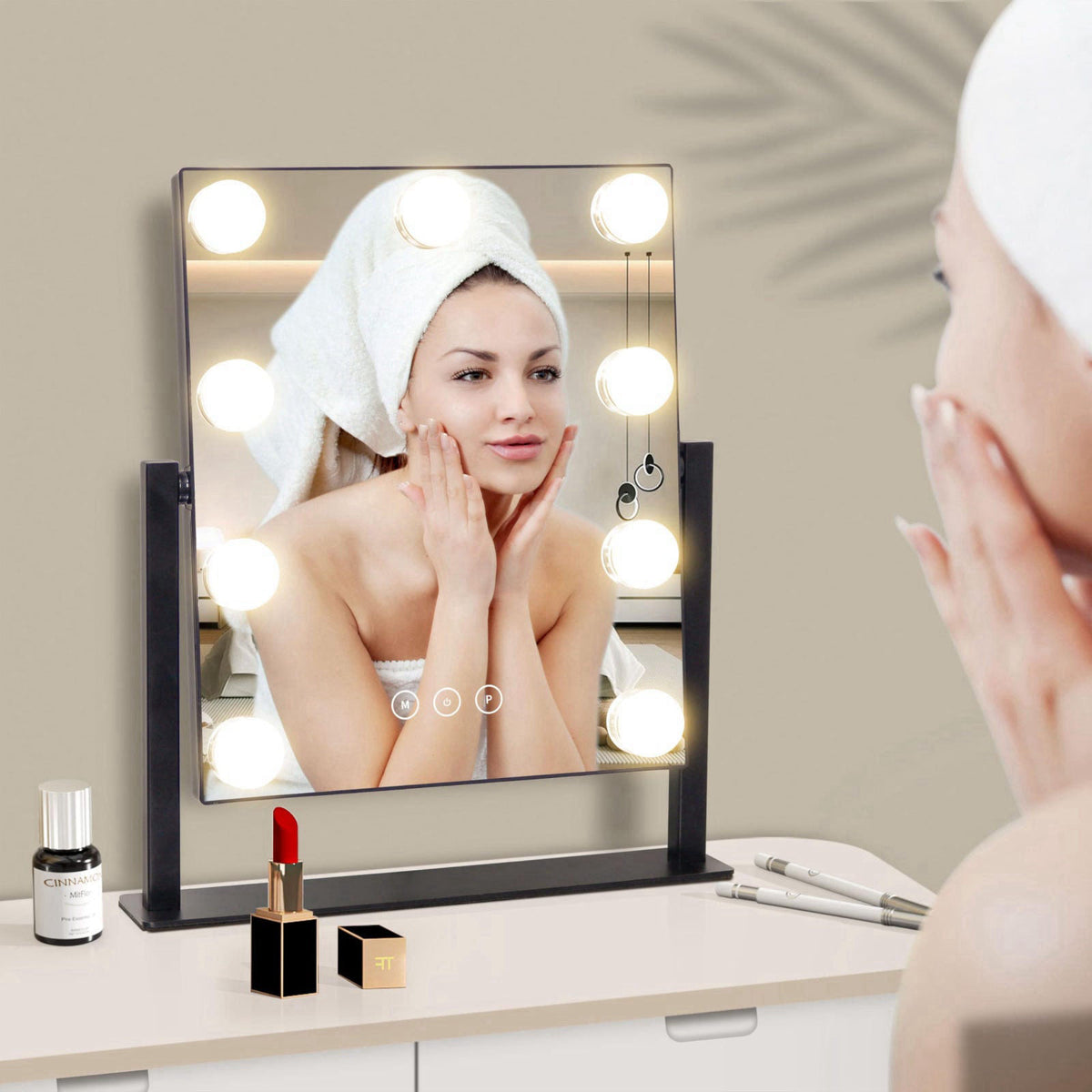 NUSVAN Vanity Mirror with Lights,Makeup Mirror with Lights,3 Color Lighting Modes Detachable 10X Magnification Mirror To
