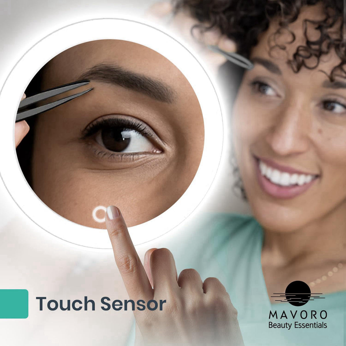 Mavoro 6.8" LED Magnifying Makeup Mirror | 3 Suction Cups | USB-C | 5X – full view, size 6 in 6 in 6 in 6 in 6 in 6 