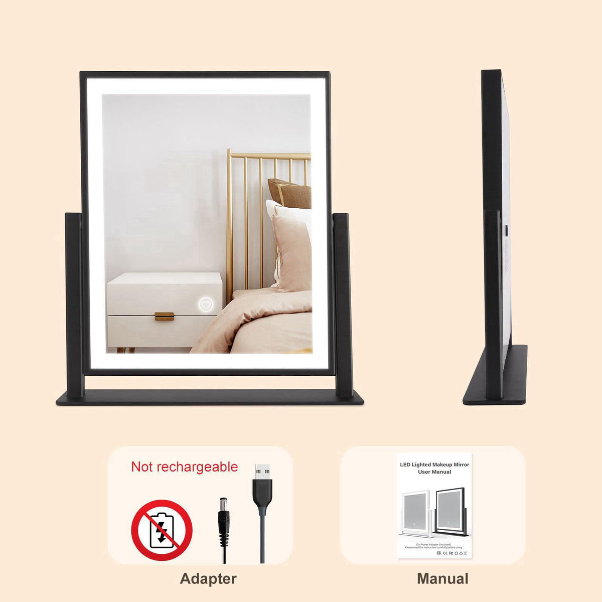 Beelux Vanity Mirror with Lights, 11" Makeup Mirror with Dimmable Light, Smart Control, Memory, Adjustable 3 Modes L