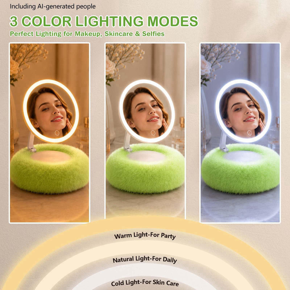 WIZCHARK Rechargeable Compact Makeup Mirror with Light,Green – packaging and label