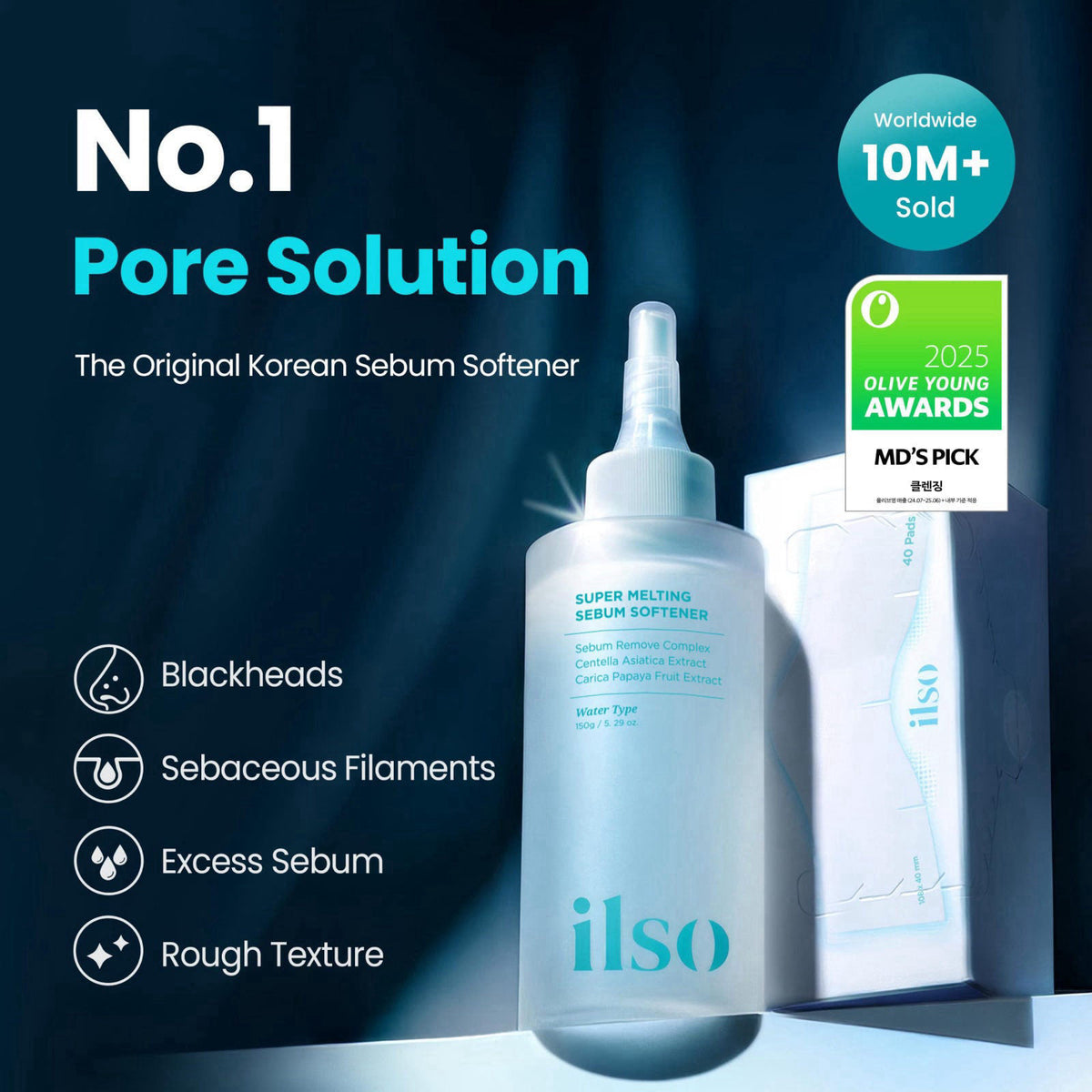 ILSO Melting Sebum Softener Cleanser 5.07 fl oz, Sebaceous Filament & Blackheads Care – close-up detail