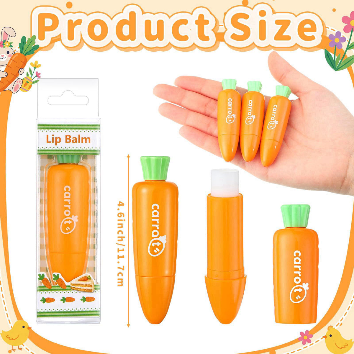 Dansib 24 Pcs Easter Beauty Gifts Bulk Moisturizing Carrot Lip Balm Bulk – alternate angle
