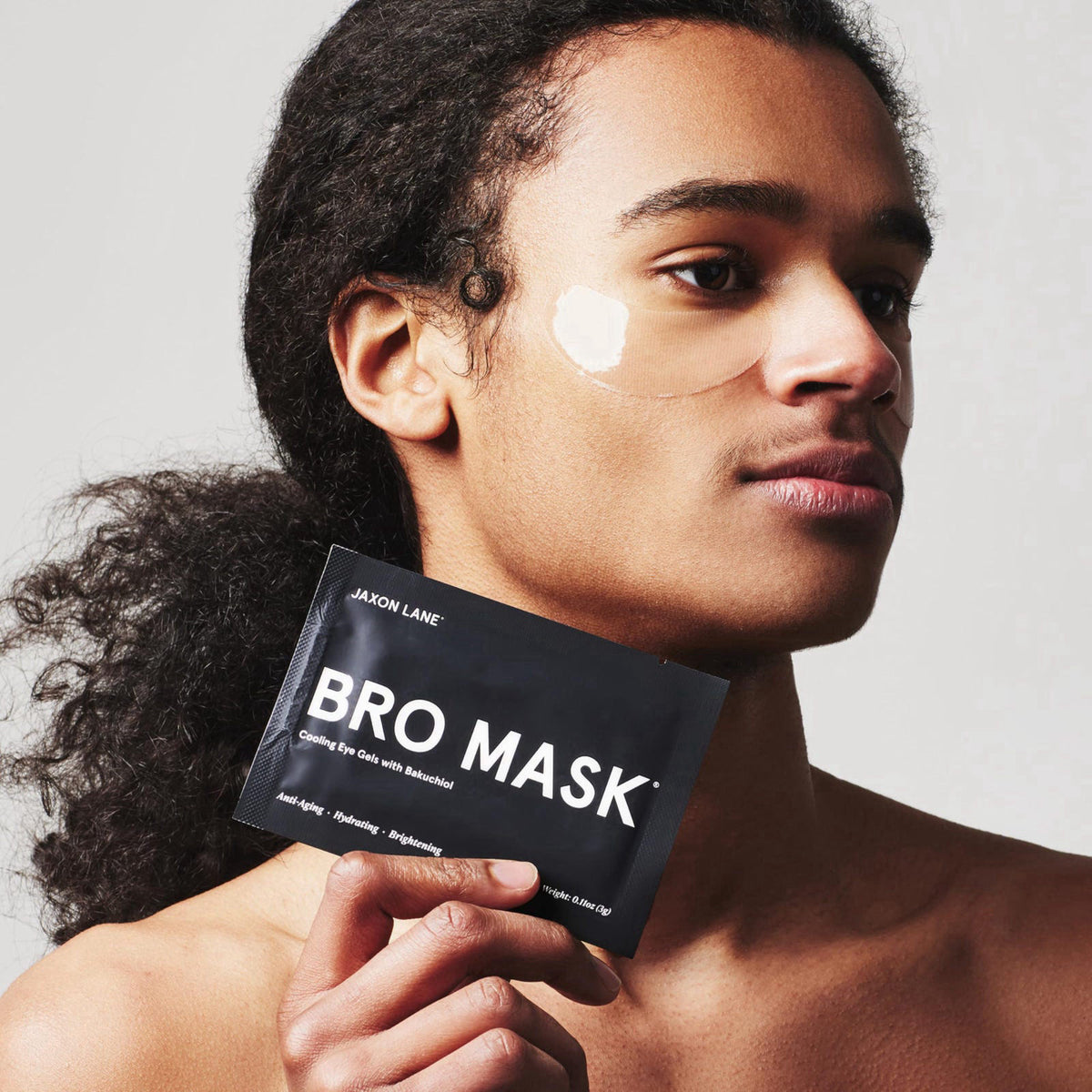 JAXON LANE Bro Mask Under Eye Patches for Men for Dark Circles, 1 x 6 Pairs – packaging and label