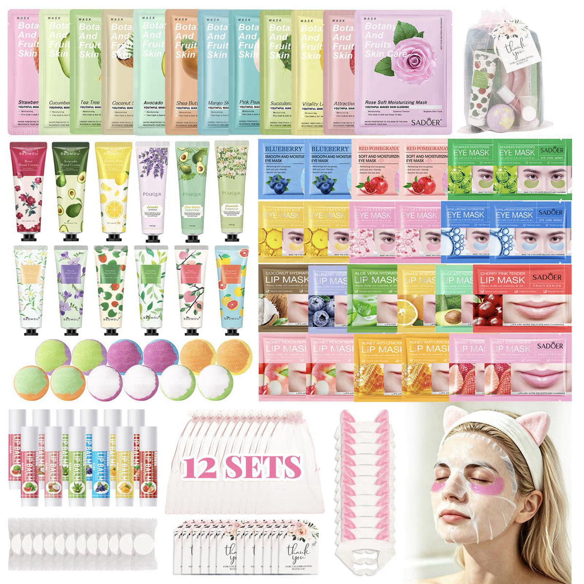 MUREND 120 PCS Spa Party Supplies for Girls, Sleepover Party Supplies for Girls, Skincare Set, Include Face & Lip Masks,