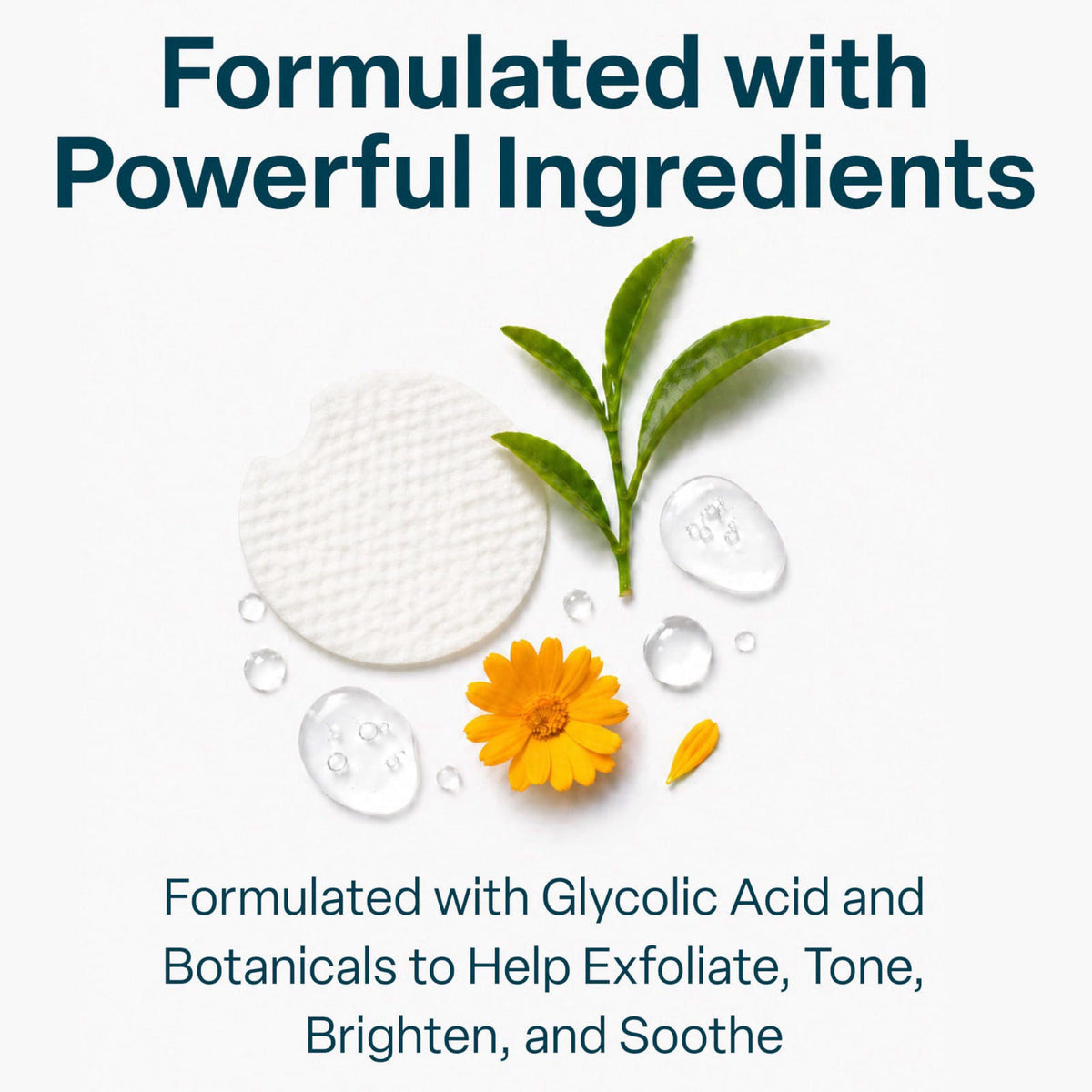 QRxLabs 20% Glycolic Acid Pads - Exfoliating Toner Pads, Face & Body - 50ct – packaging and label