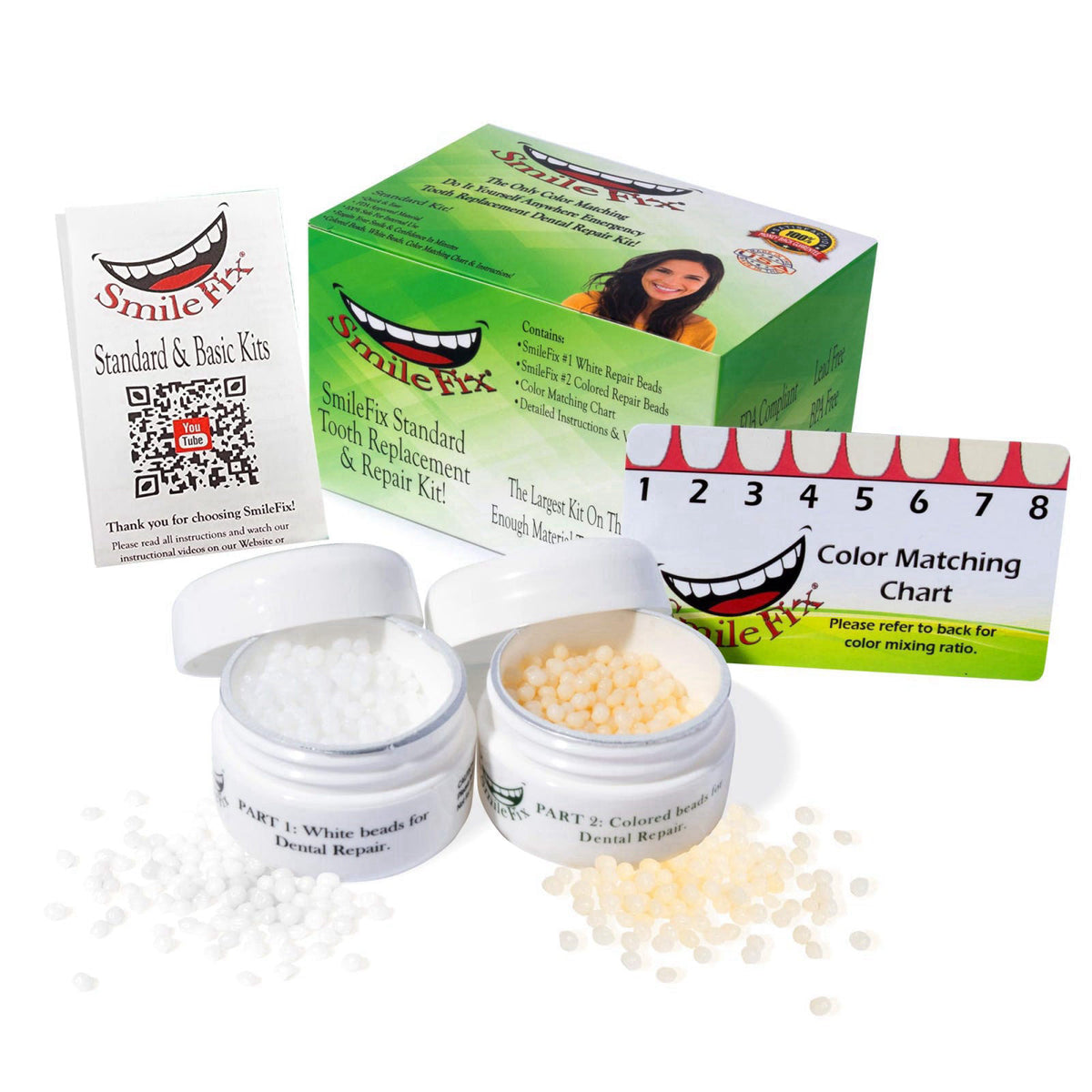 Smile Fix SmileFix Standard Dental Repair Kit - Color Matching Compound - For Missing Or Damaged Teeth - Fix Gaps, Broke