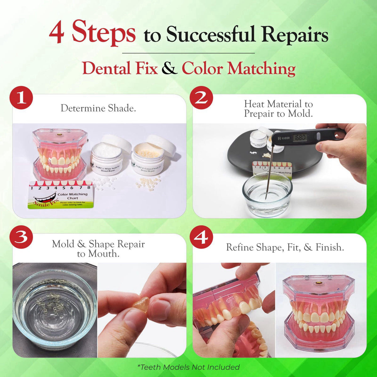 Smile Fix SmileFix Standard Dental Repair Kit - Color Matching Compound - For Missing Or Damaged Teeth - Fix Gaps, Broke