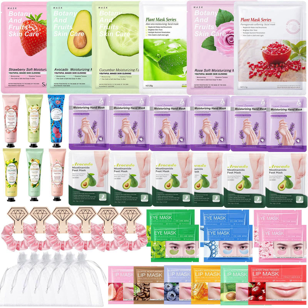 SIMSHOTUS Spa Party Supplies, Spa Party Favors,Facial Masks,Foot Mask,Under Eye Patches,Hand Mask,Hand Cream,Lip mask,Sp