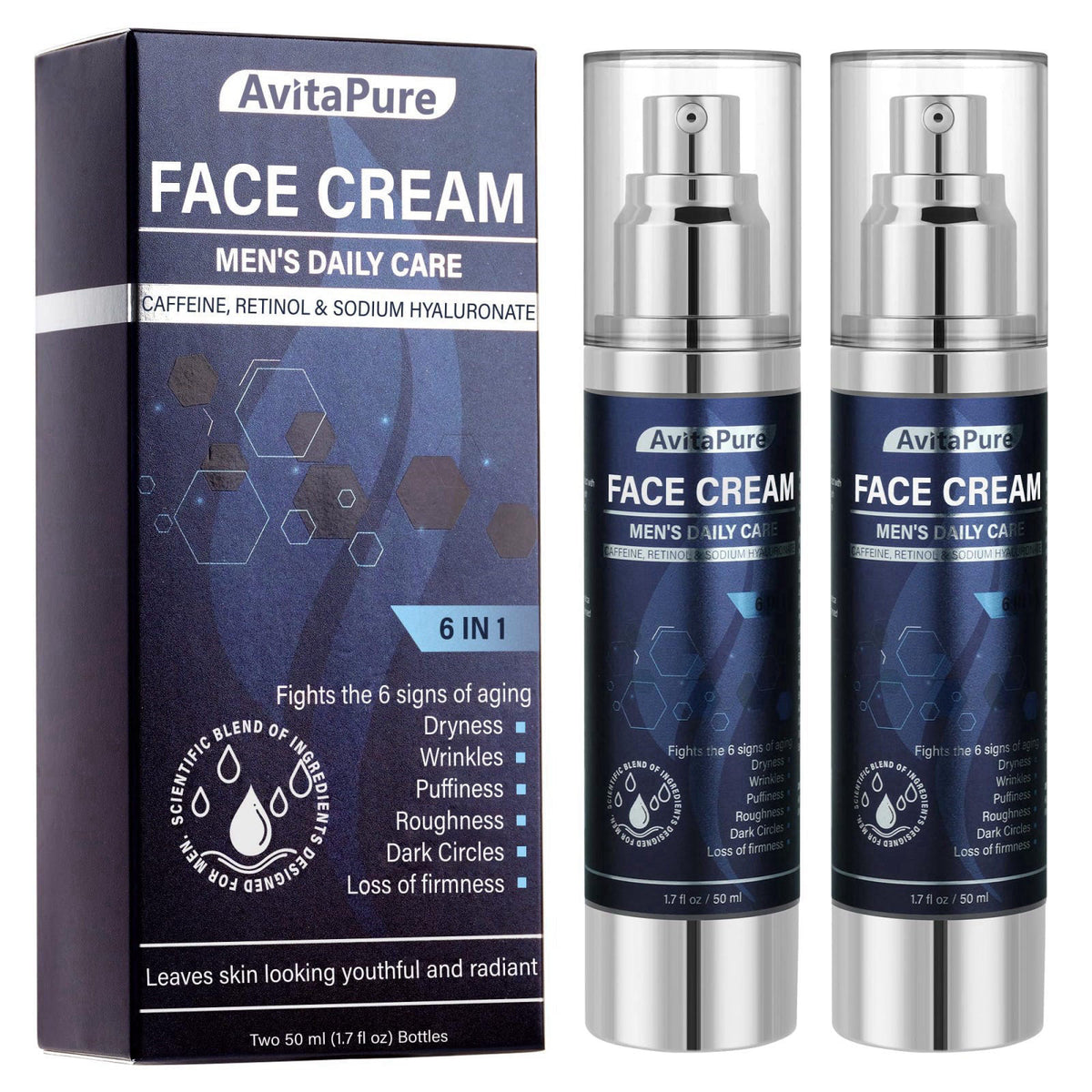 AVITAPURE 6-in-1 Face Cream for Men – Daily Hydrating Moisturizer for Age Defense – product photo (Face Moisturizers)