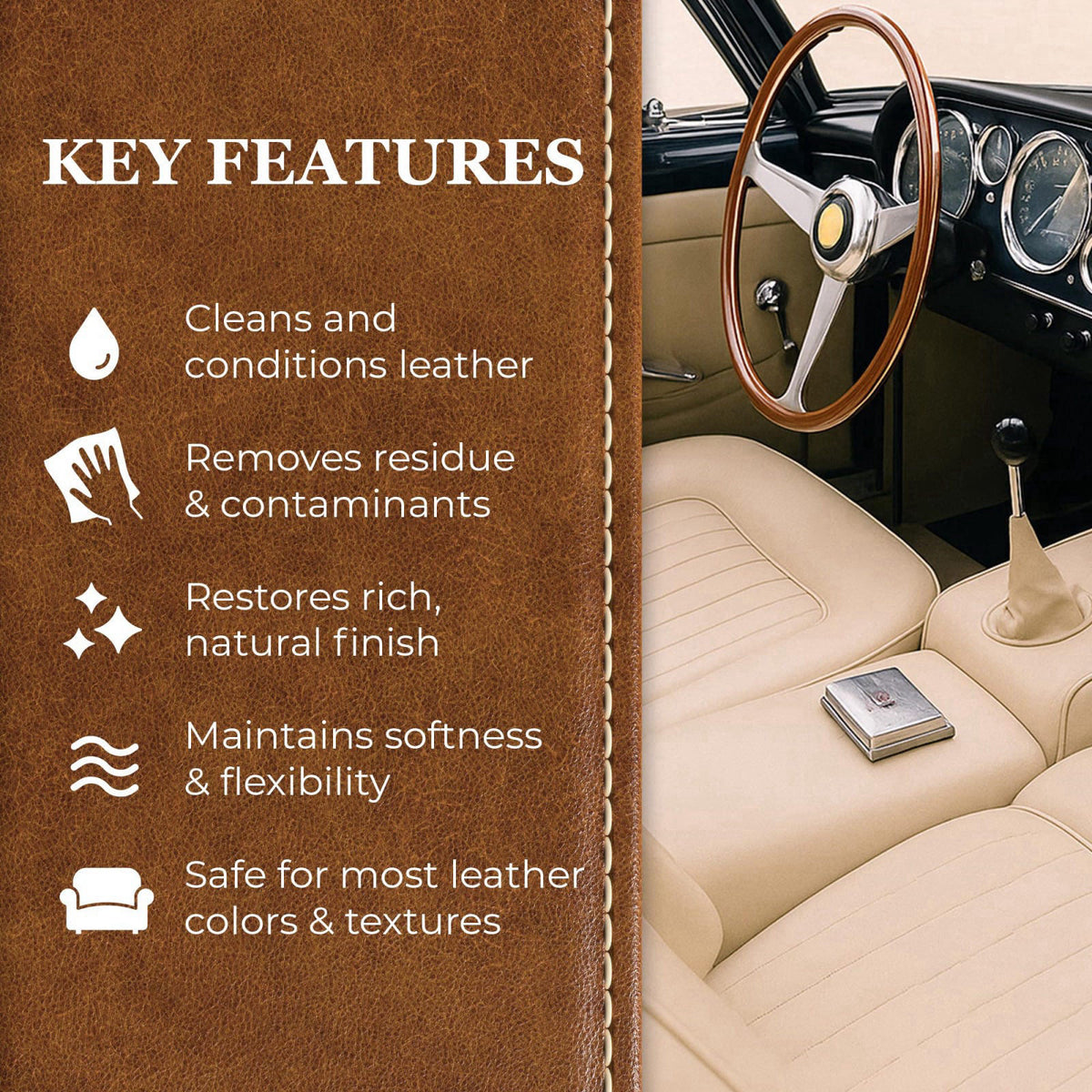 Leatherique Restoration Products Leatherique Prestine Clean 8 oz | Leather Cleaner & Conditioner for Cars, Furniture, Sa