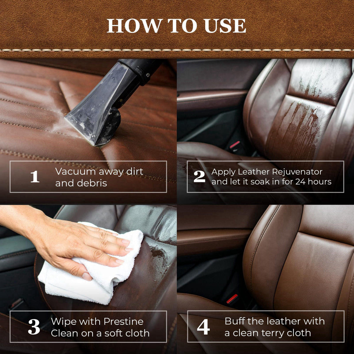 Leatherique Restoration Products Leatherique Prestine Clean 8 oz | Leather Cleaner & Conditioner for Cars, Furniture, Sa