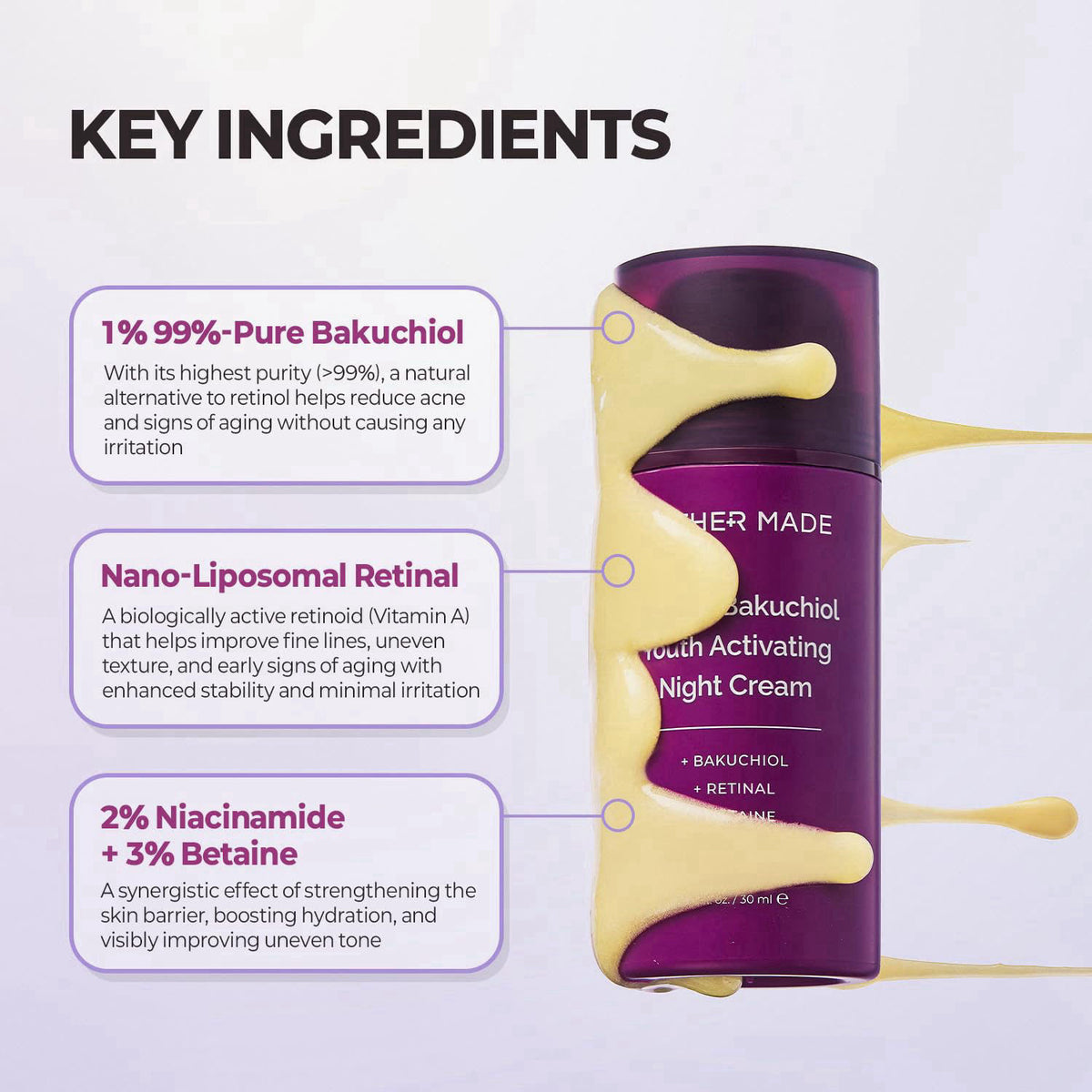 MOTHER MADE Retinol Bakuchiol Night Cream, 1 Fl Oz, Korean Retinal Face Cream to Firm Skin, Reduce Wrinkles, Fine Lines,