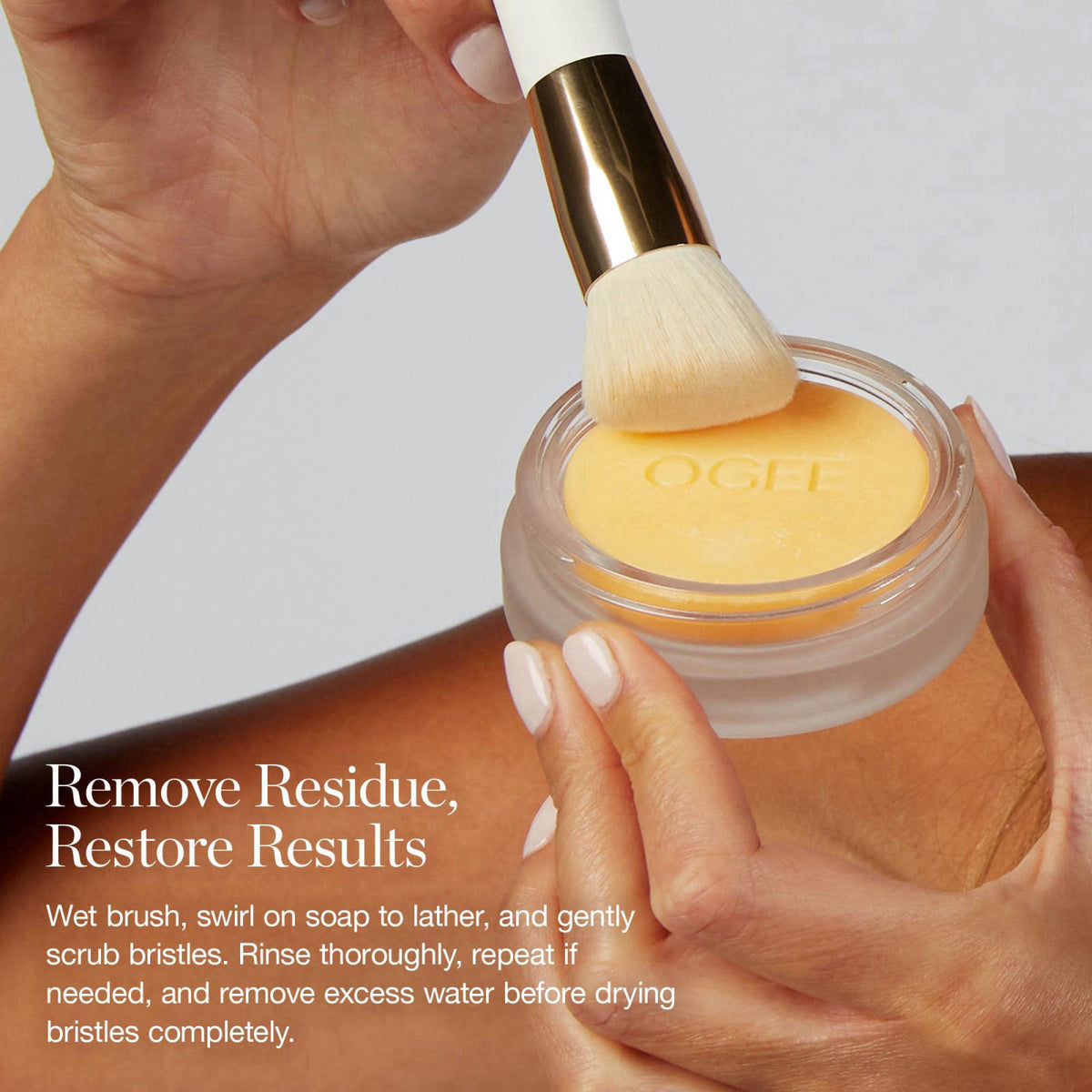 Ogee Brush Wash Bar - Gentle Makeup Brush Cleanser, Organic & Made in USA – close-up detail