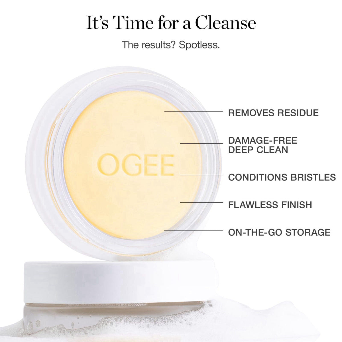 Ogee Brush Wash Bar - Gentle Makeup Brush Cleanser, Organic & Made in USA – full view