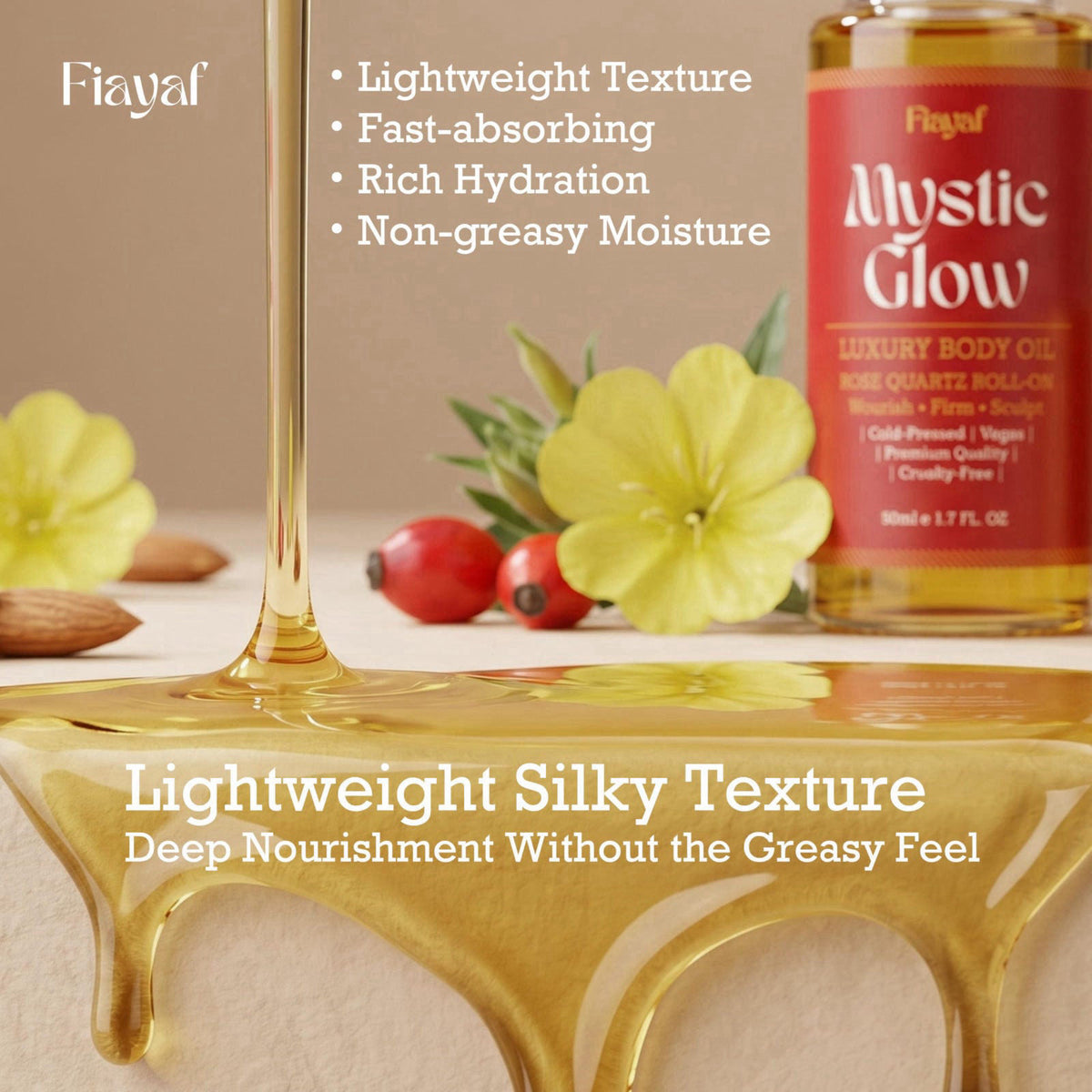 FIAYAF Luxury Firming Body Oil, Rose Quartz Roll-On, 3.4 Fl Oz (Pack of 2) – full view
