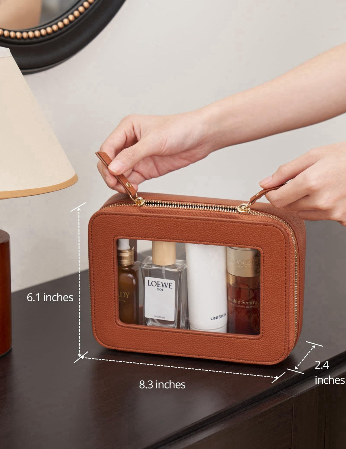 Popvibe Clear Makeup Bag Toiletry Case Travel Transparent Cosmetic Bag with Zipper, Portable Make Up Organizer Traveling