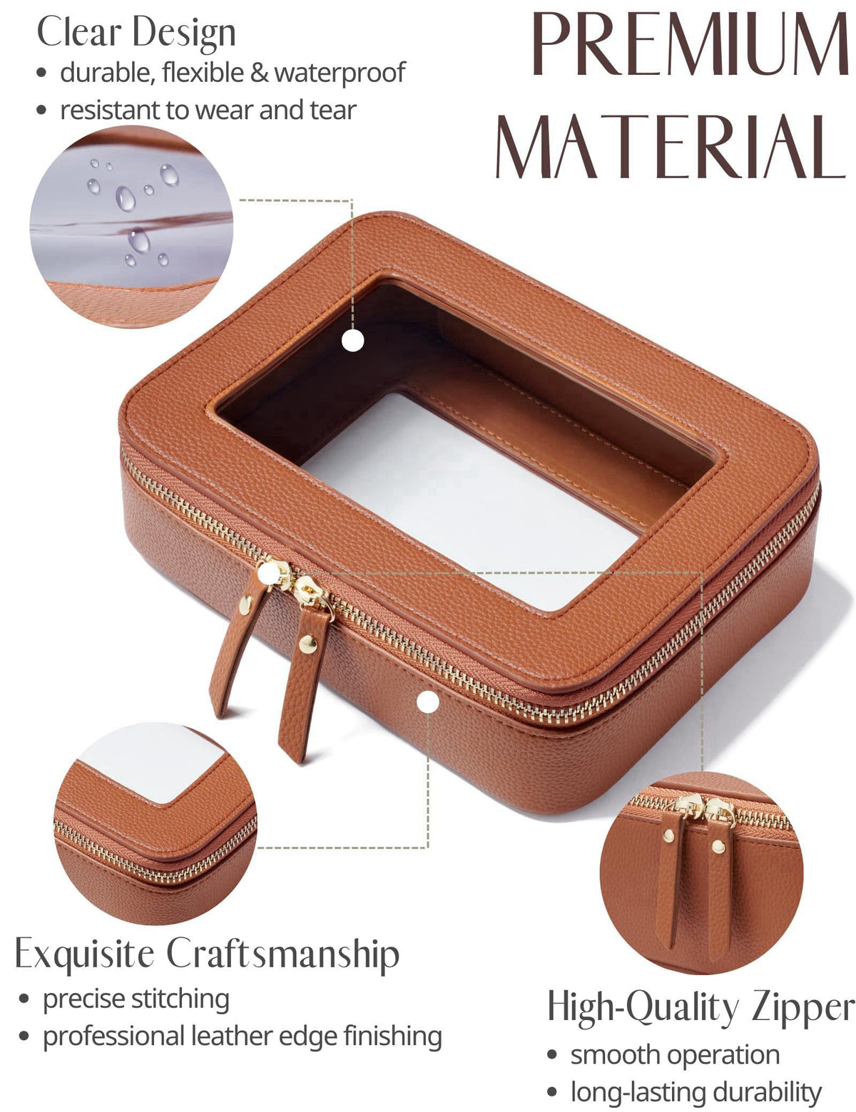Popvibe Clear Makeup Bag Toiletry Case Travel Transparent Cosmetic Bag with Zipper, Portable Make Up Organizer Traveling