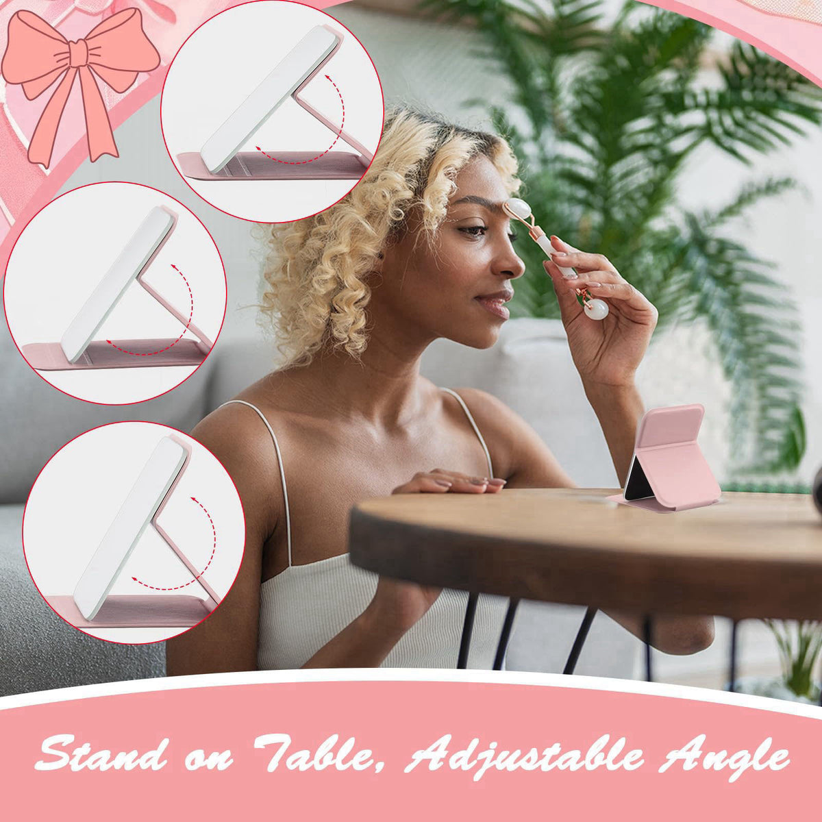 Fiwochic Compact Portable Mirror Bulk, Rectangle, Pink, 12 Pcs – full view