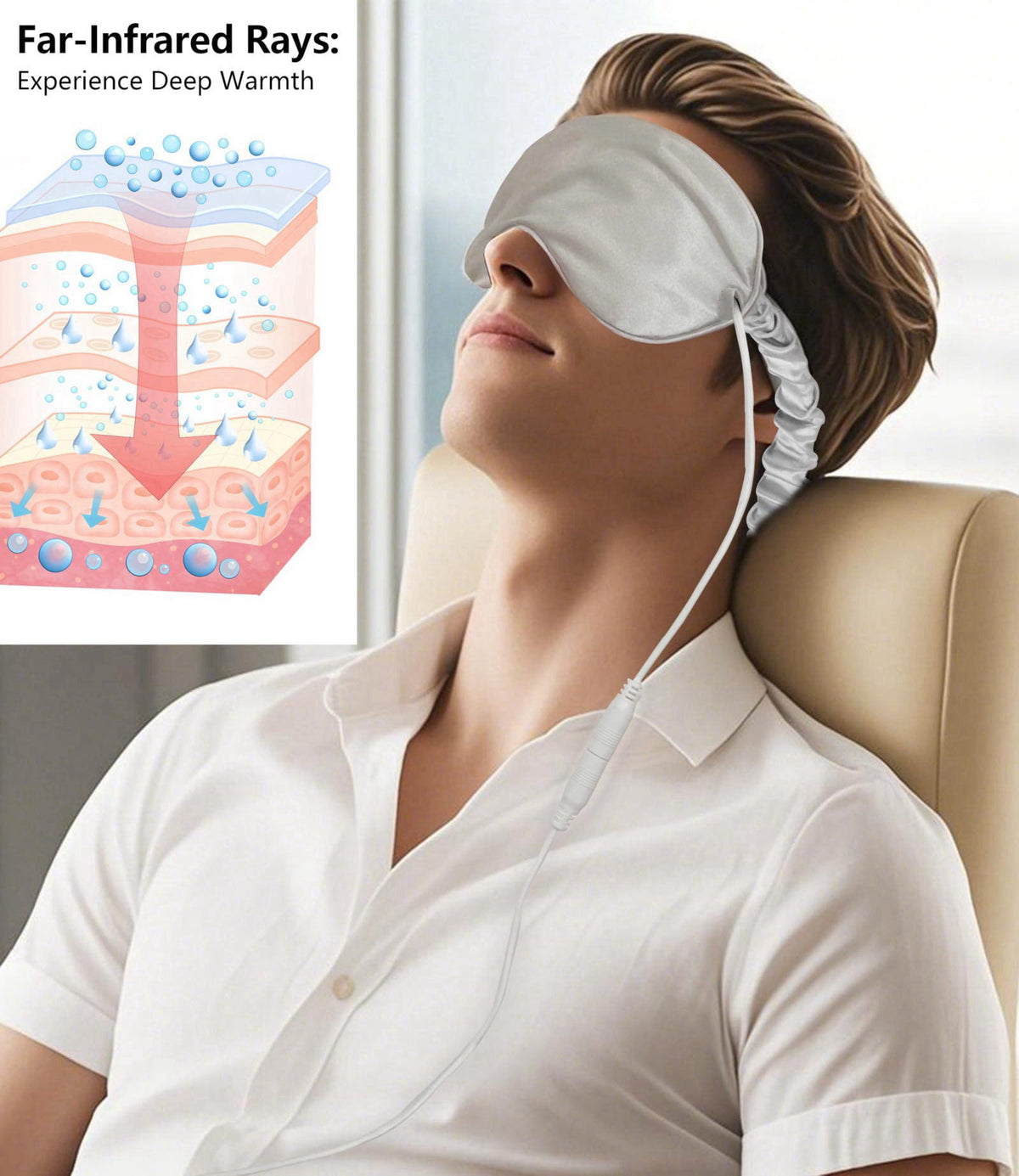 FlexTherm Silk-like Heated Eye Mask for Dry Eyes, MGD, Blepharitis, Stye, Grey – close-up detail in Grey
