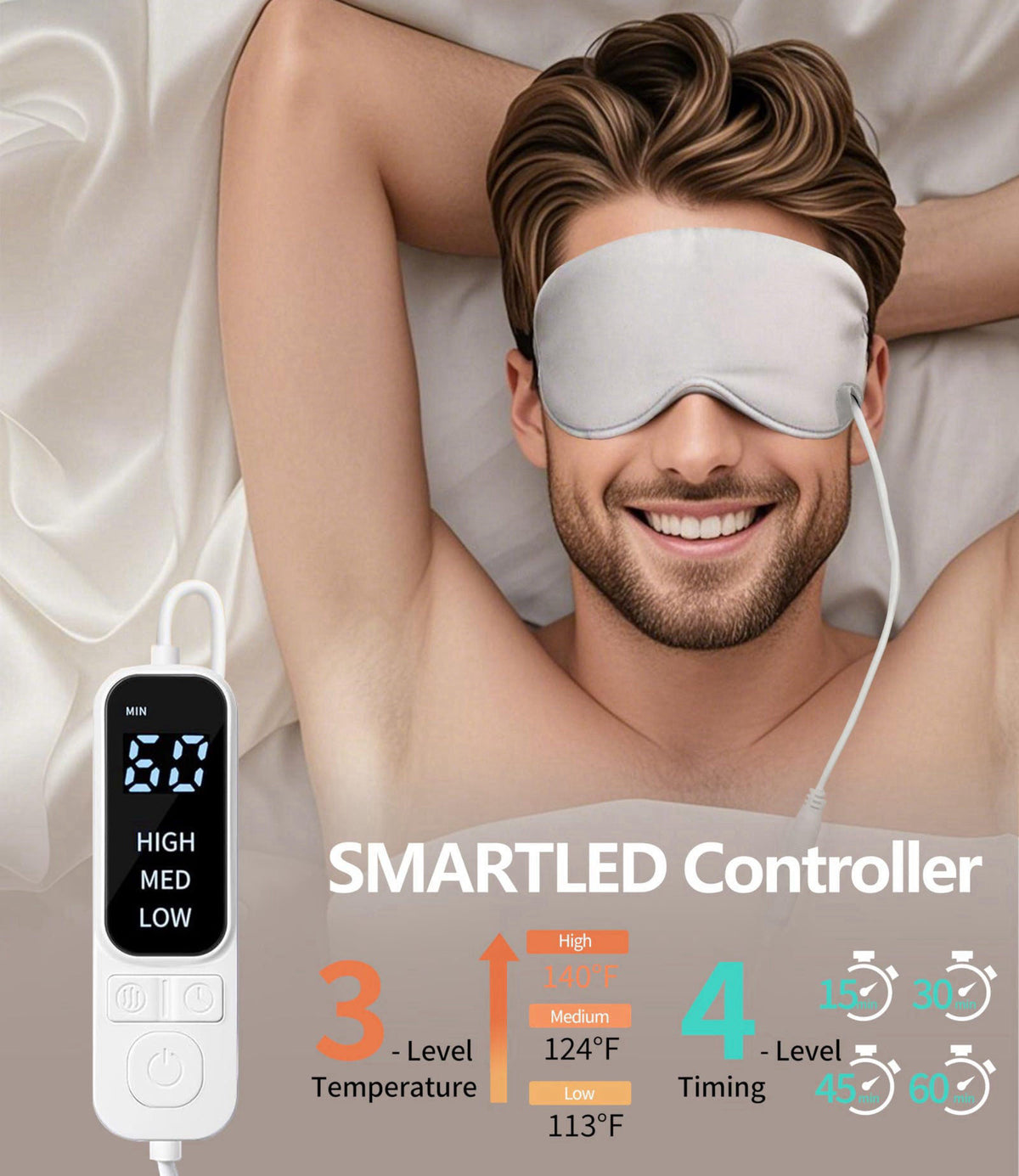 FlexTherm Silk-like Heated Eye Mask for Dry Eyes, MGD, Blepharitis, Stye, Grey – packaging and label