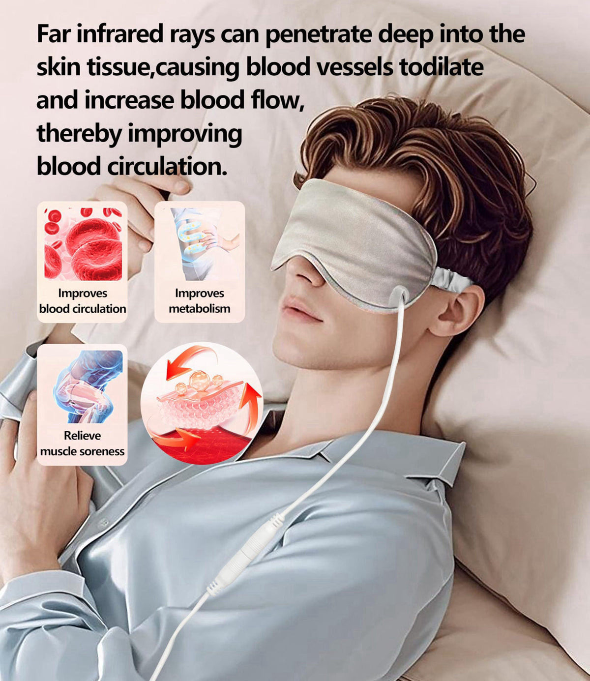 FlexTherm Silk-like Heated Eye Mask for Dry Eyes, MGD, Blepharitis, Stye, Grey – full view
