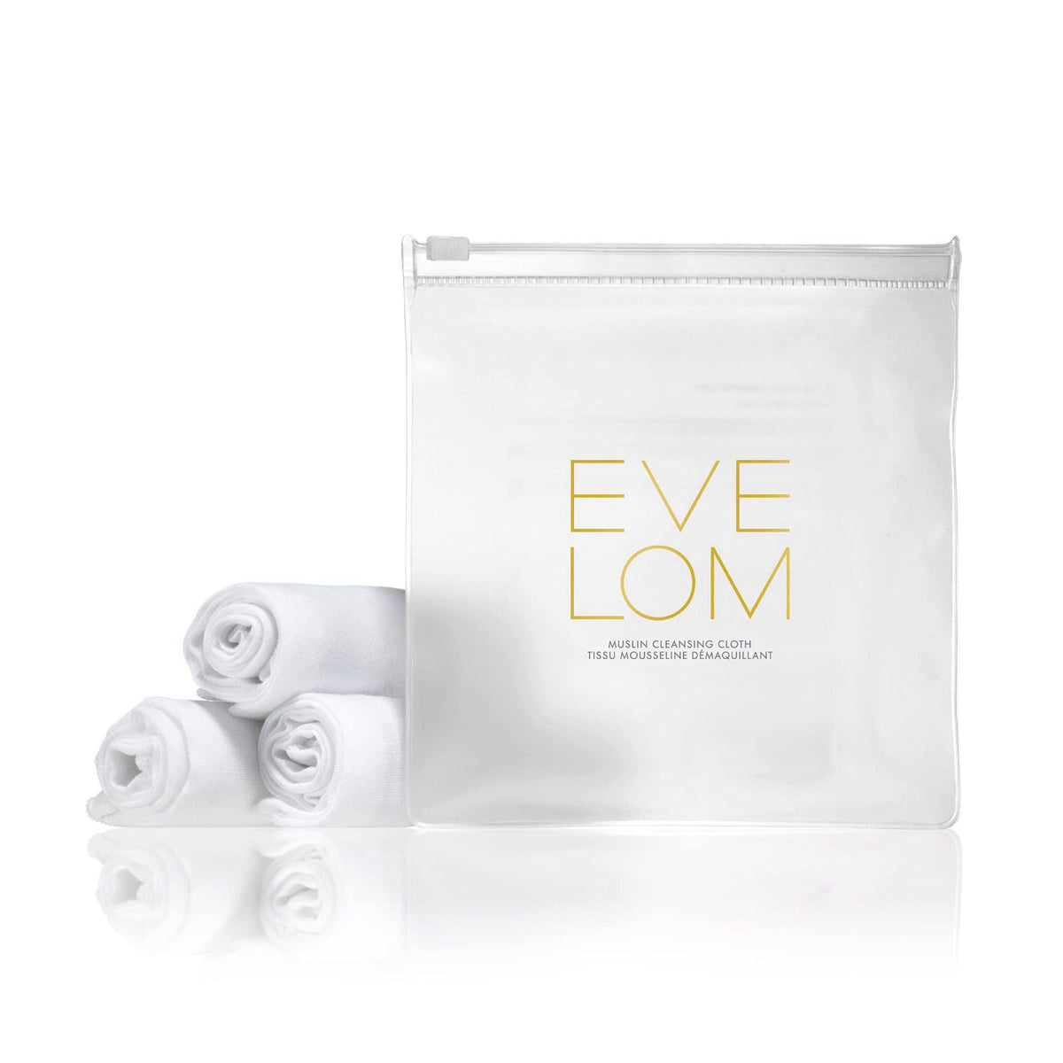 EVE LOM Muslin Cloth - Facial Cleansing Cloth, Set of 3 – close-up detail in White