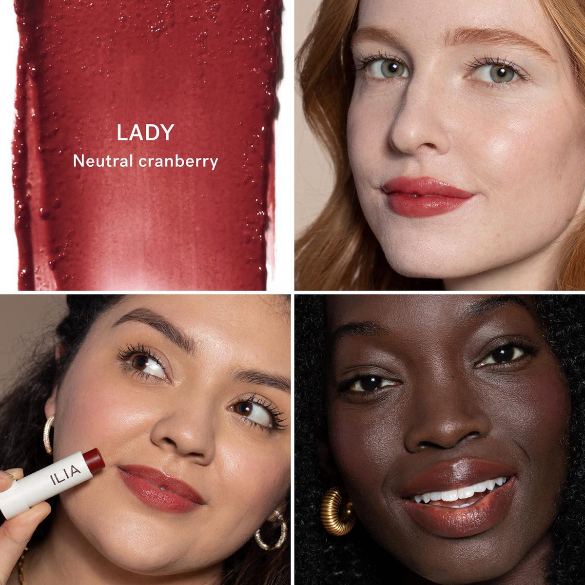 ILIA - Balmy Tint Hydrating Lip Balm (Lady) – close-up detail in Lady