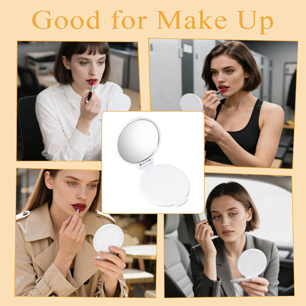 GLASSWINDS 100Pcs Round Folding Hand Compact Mini Pocket Mirrors Bulk, Flowers White Makeup Gifts for Women Mother's Day