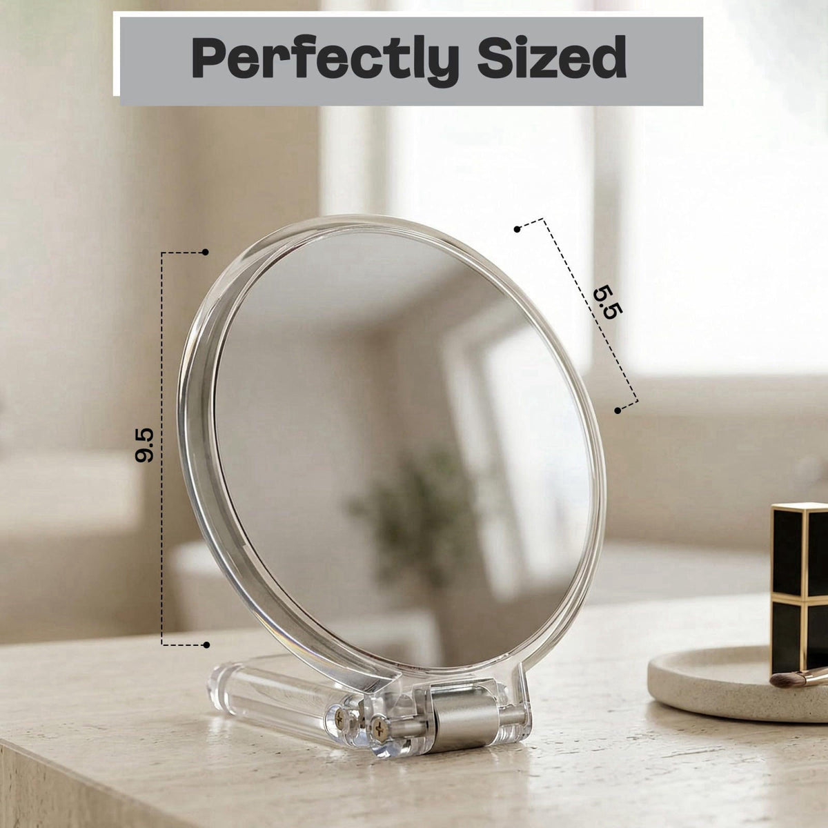 DC DANIELLE Danielle Magnification Folding Makeup Mirror 15X, Acrylic – close-up detail in Acrylic